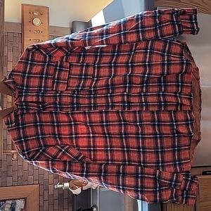 Orange plaid woman's size large shirt NEW